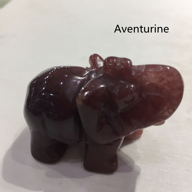 Natural Crystal Crafts Elephant Ornaments Crystal Stone Rough Souvenirs Creative Semi-Precious Stones Jade Craft Ornaments