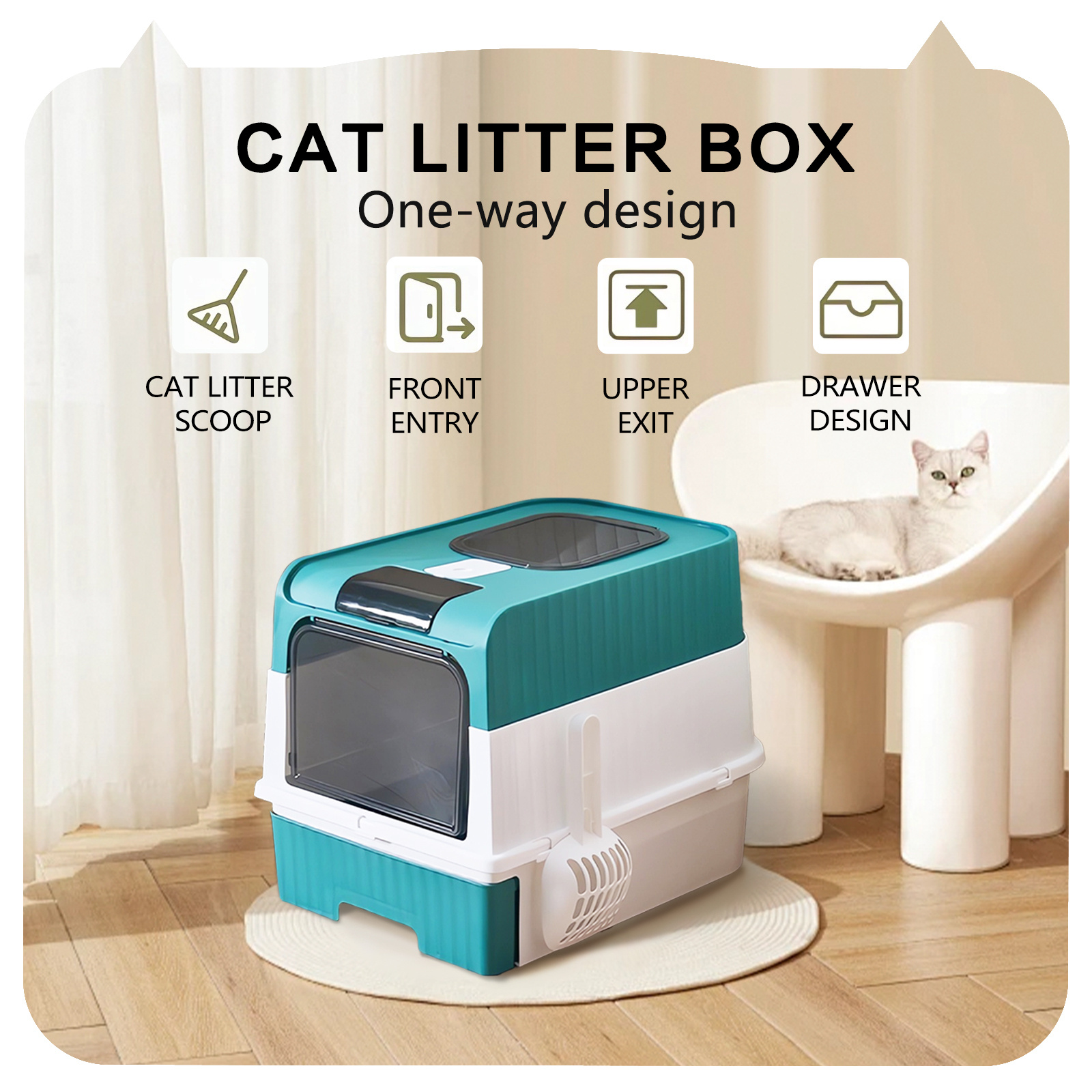 Super Large Capacity Cat Litter Box - Easy To Clean, Odorless, Leak Proof, Not Easy To Leak, Pull-out Design, Comfortable Toilet For Pets - Image 5