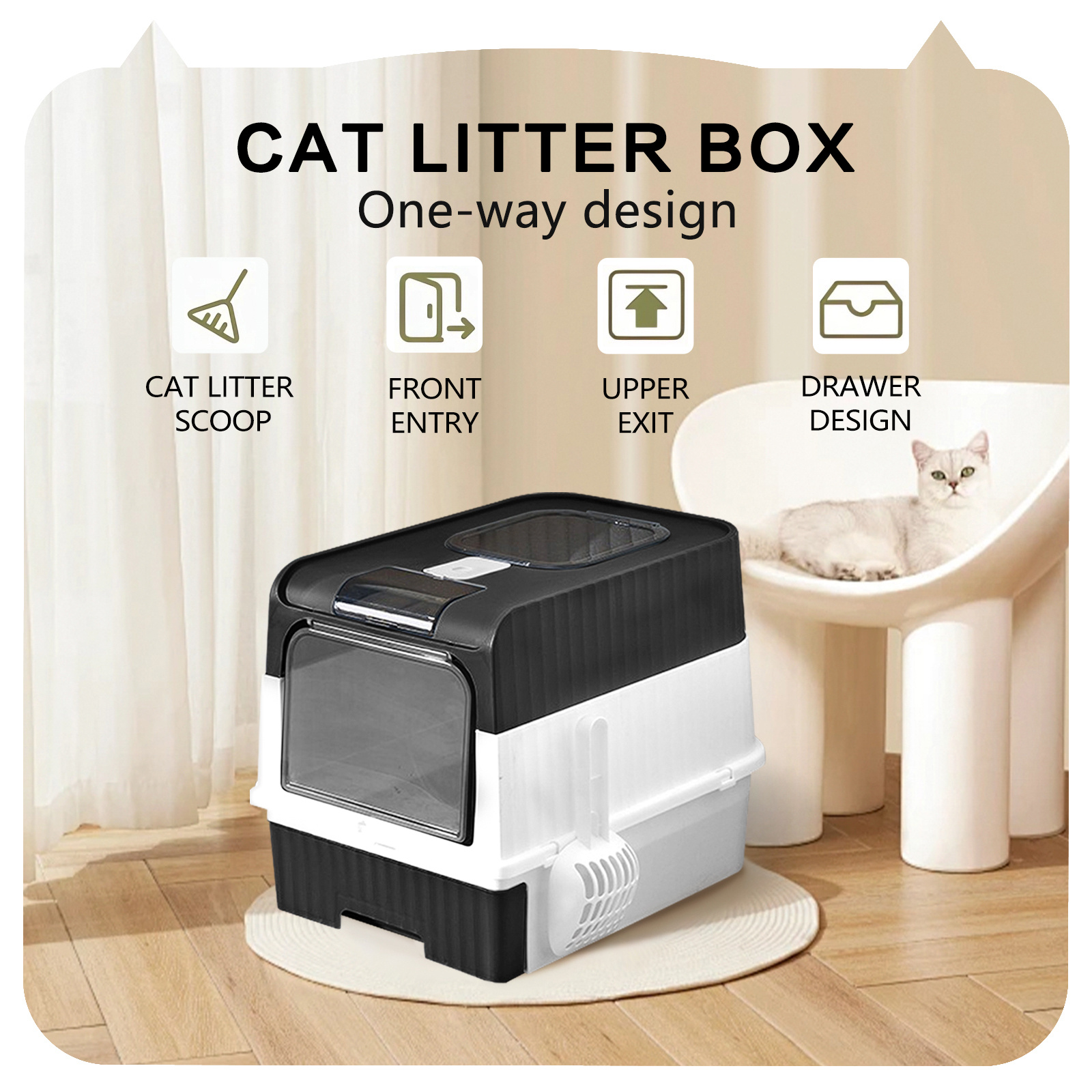 Super Large Capacity Cat Litter Box - Easy To Clean, Odorless, Leak Proof, Not Easy To Leak, Pull-out Design, Comfortable Toilet For Pets - Image 2