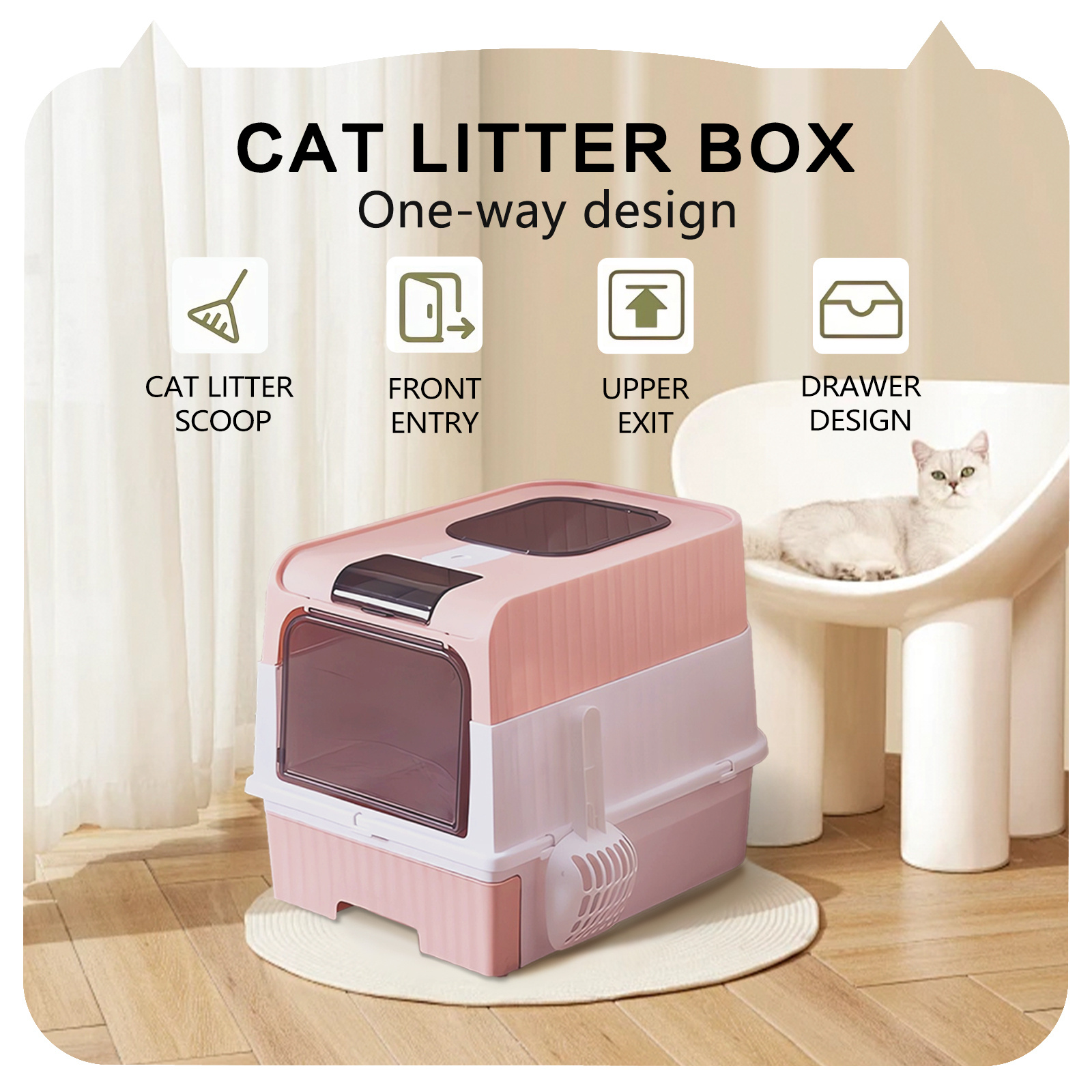 Super Large Capacity Cat Litter Box - Easy To Clean, Odorless, Leak Proof, Not Easy To Leak, Pull-out Design, Comfortable Toilet For Pets - Image 3