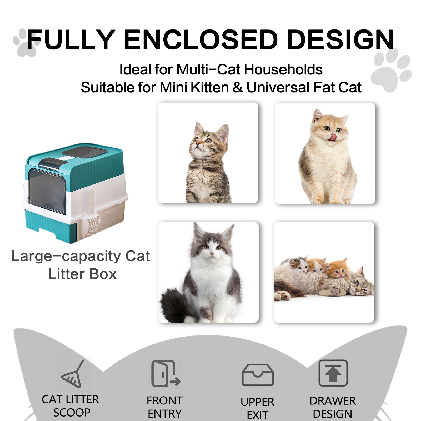 Super Large Capacity Cat Litter Box - Easy To Clean, Odorless, Leak Proof, Not Easy To Leak, Pull-out Design, Comfortable Toilet For Pets - Image 4